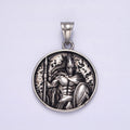 Stainless Steel 35mm Warrior Soldier Spear Shield Round Pendant | P-824 - DLUXCA