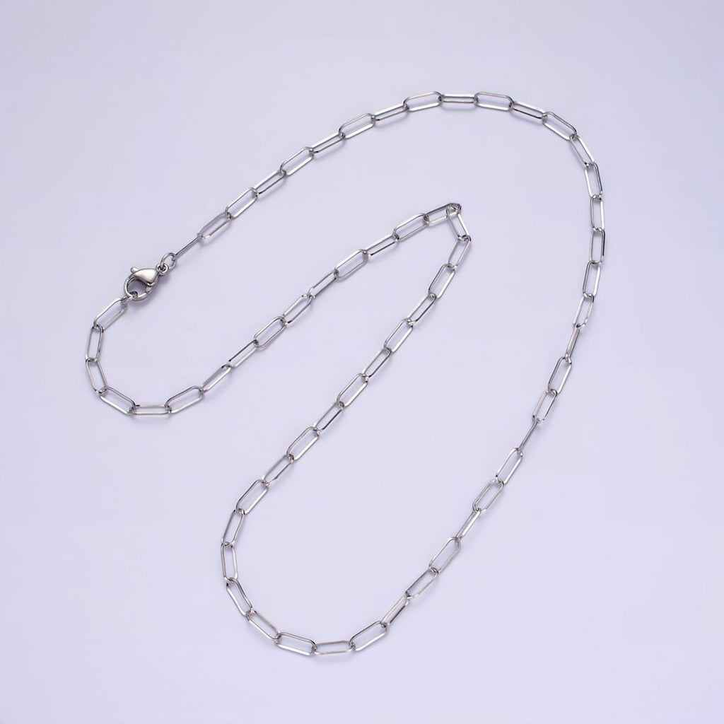 Stainless Steel 3.6mm Paperclip 18 Inch Layering Chain Necklace | WA-2111 Clearance Pricing - DLUXCA