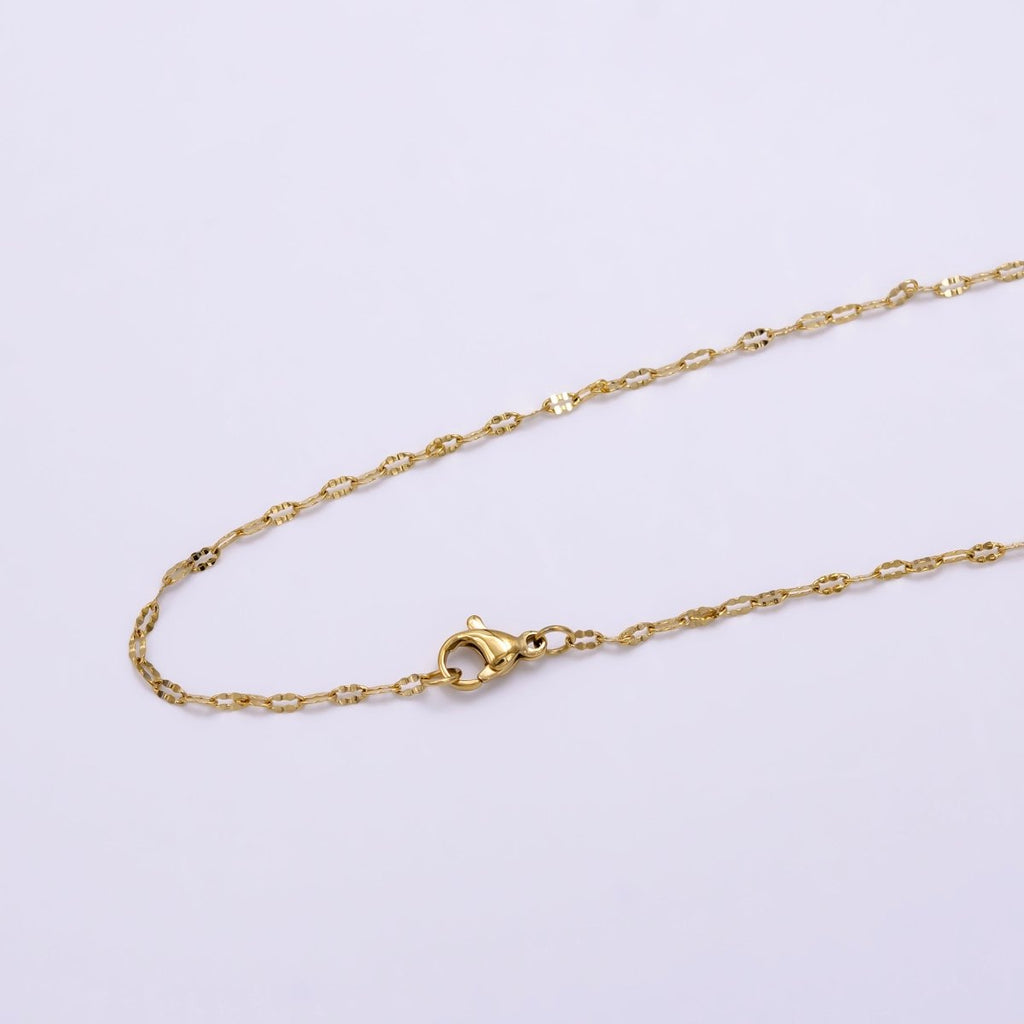 Stainless Steel 3mm Edged Anchor Chain 18 Inch Necklace | WA-2467 - DLUXCA