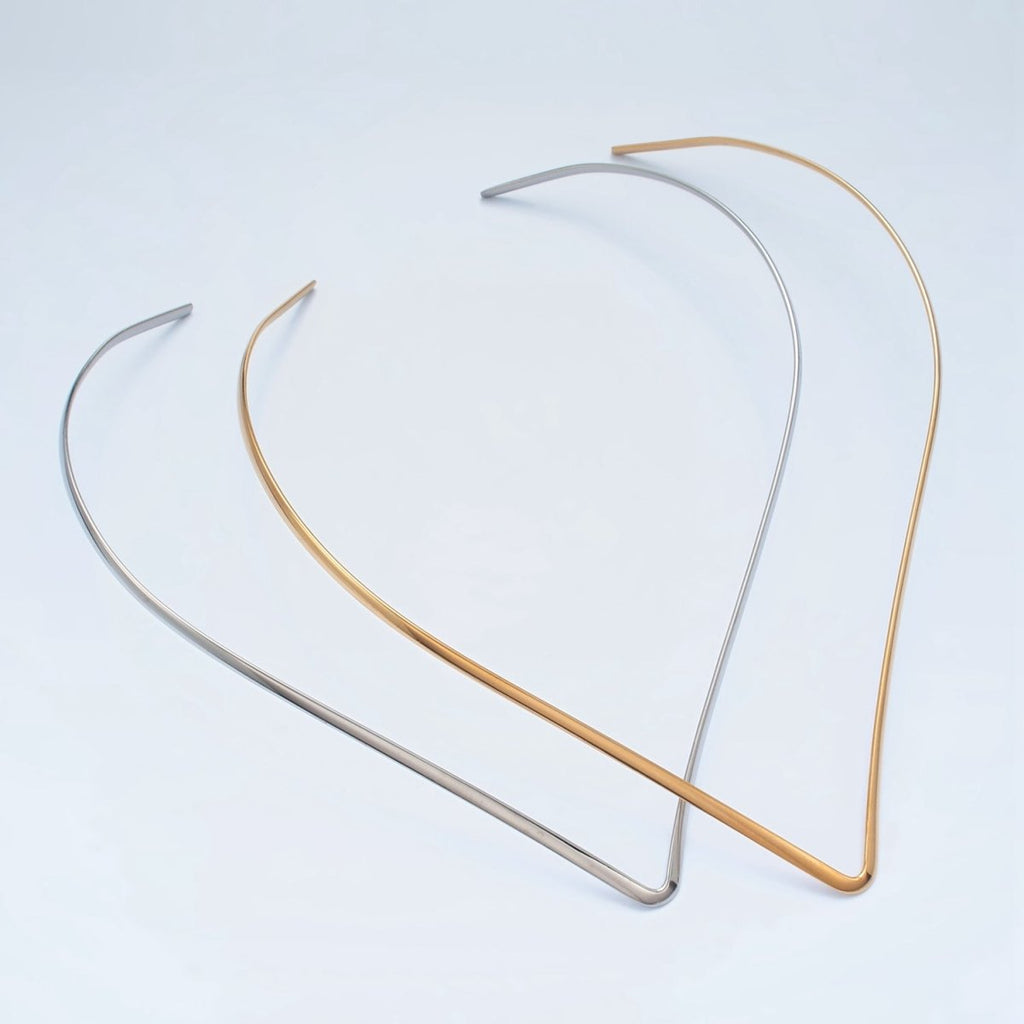 Stainless Steel Curved Collar Necklace in Gold & Silver | WA-2618 WA-2619
