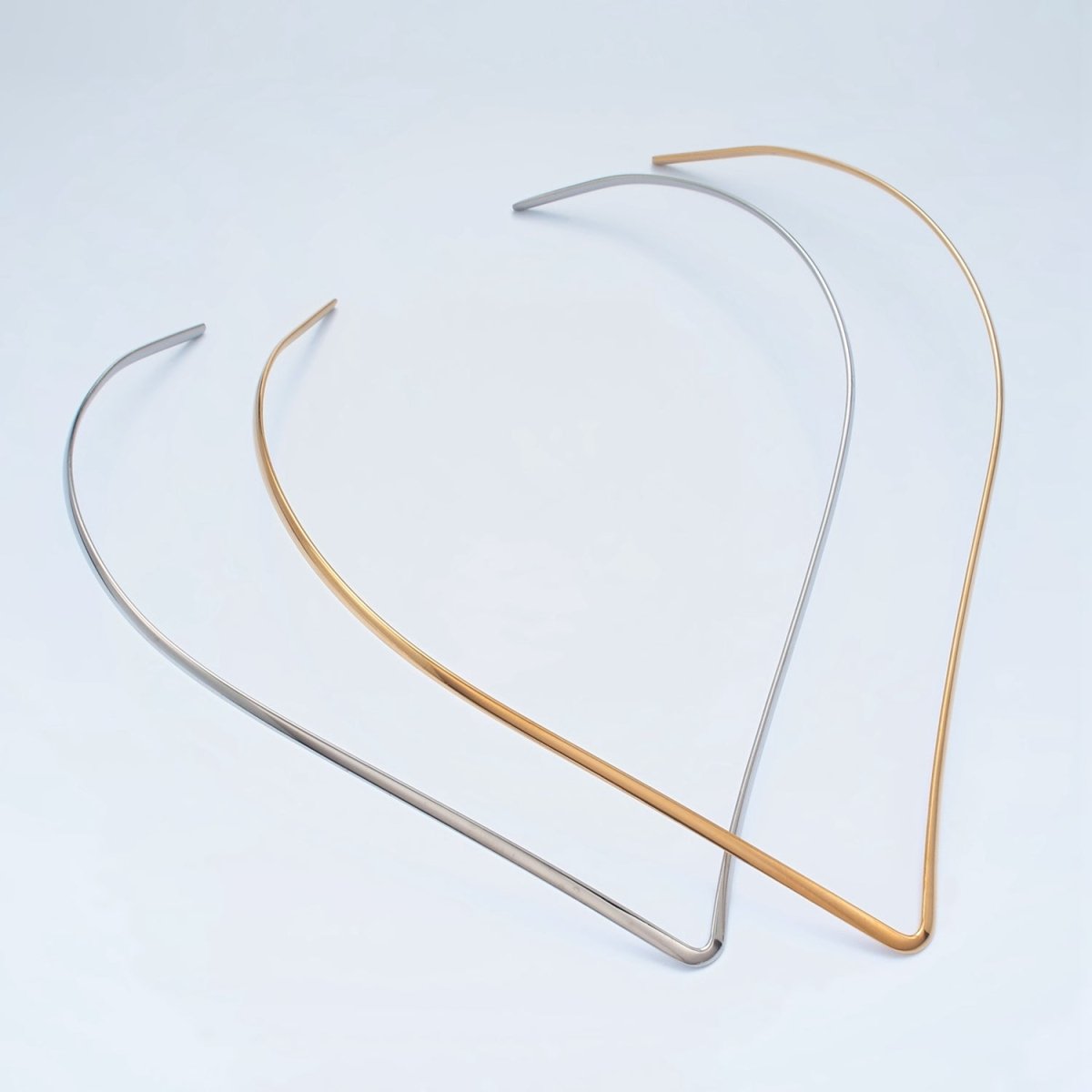 Stainless Steel Curved Collar Necklace in Gold & Silver | WA-2618 WA-2619