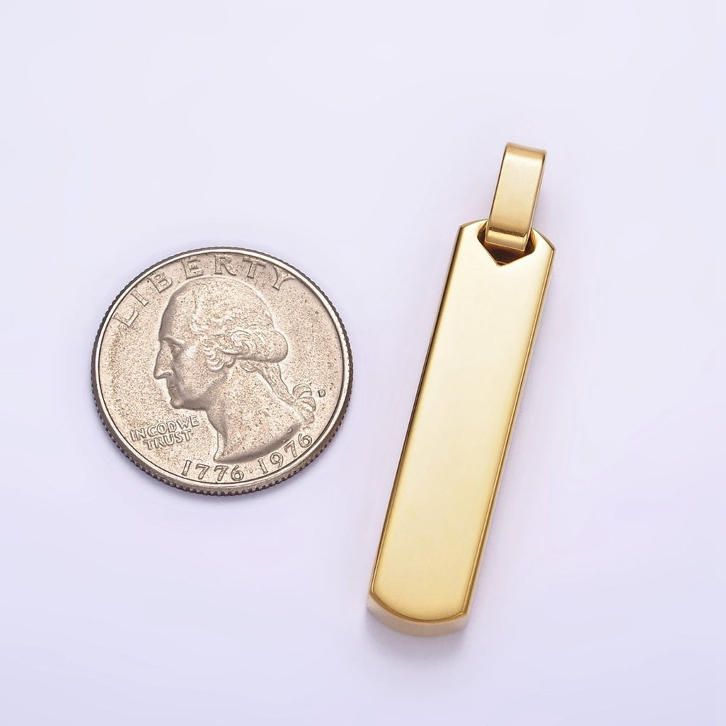 Stainless Steel 40mm Engravable Rectangular Bar Pendant in Black, Gold, Silver | P-725~P-727 - DLUXCA