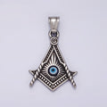 Stainless Steel 40mm Evil Eye Artisan Lined Point Arrow Pendant | P1059 - DLUXCA