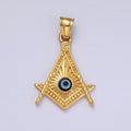 Stainless Steel 40mm Evil Eye Artisan Lined Point Arrow Pendant | P1065 - DLUXCA