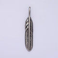 Stainless Steel 40mm Linear-Lined Feather Pendant | P-769 - DLUXCA