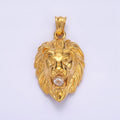 Stainless Steel 40mm Roaring Lion Animal Statement Pendant in Gold & Silver | P-783 P-784 - DLUXCA