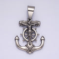 Stainless Steel 45.5mm Crucifix Jesus Steering Wheel Anchor Pendant | P-823 - DLUXCA