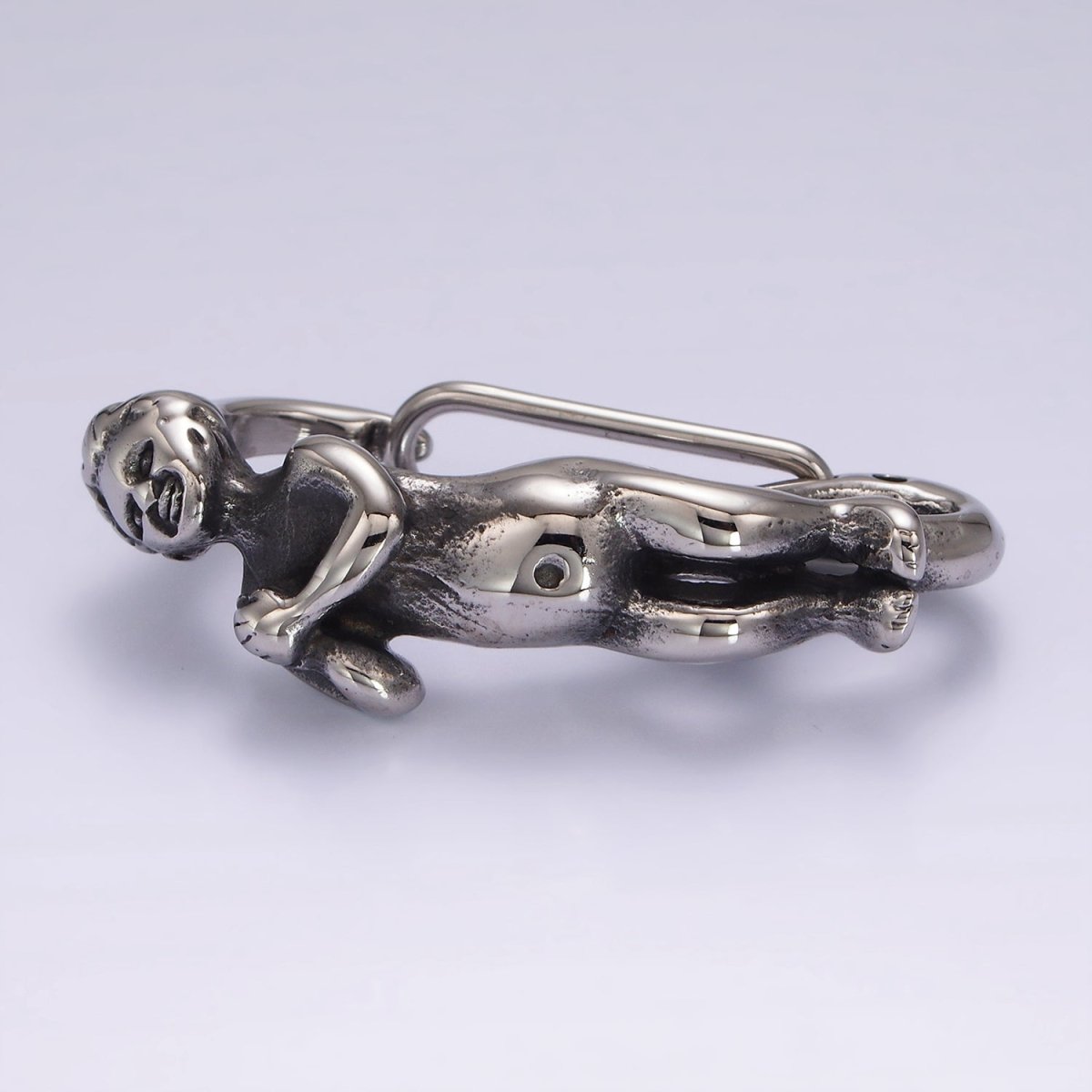 Stainless Steel 45mm Baby Angel Carabiner Snap Hook Findings for Keychain Supply Component | Z666 - DLUXCA
