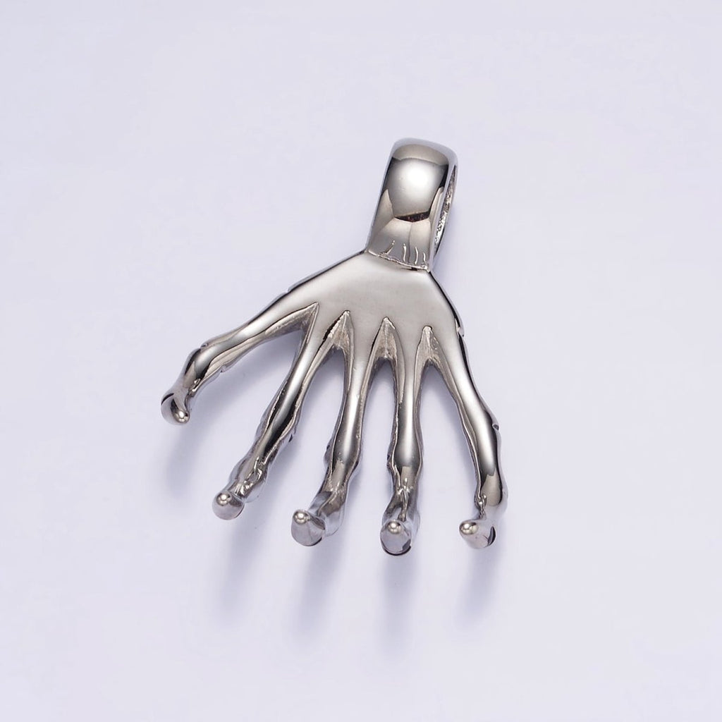 Stainless Steel 45mm Long Skeleton Bone Hands Horror Halloween Charm P-552 - DLUXCA