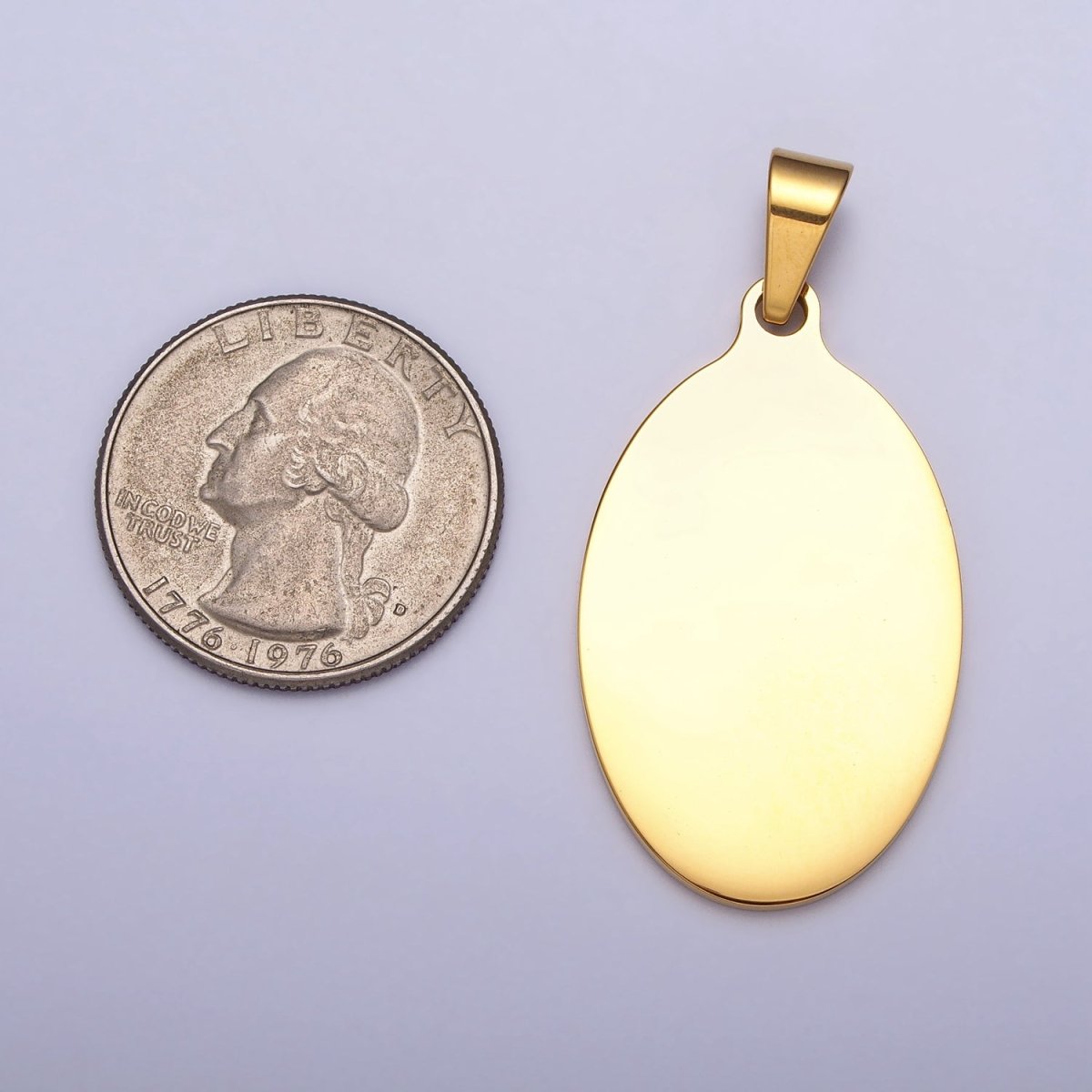 Stainless Steel 46.5mm Oval Personalized Pendant in Gold & Silver J-563 J-566 - DLUXCA
