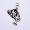 Stainless Steel 47mm Queen Nefertiti Egyptian Goddess Black-Silver Pendant | P-773 - DLUXCA