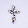 Stainless Steel 48mm Artisan Cross Religious Oxidized Silver Pendant | P1408 - DLUXCA