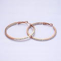 Stainless Steel 50mm, 40mm Iridescent CZ Lined Front-Facing Hinge Hoop Earrings | AE101 AE102 - DLUXCA
