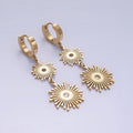 Stainless Steel 50mm Celestial Sun Ray CZ Double Drop Huggie Earrings | AE463 - DLUXCA