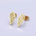 Stainless Steel 5.5mm Open Feather Wings Stud Earrings Set | AE715 - DLUXCA