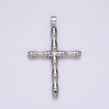 Stainless Steel 56mm Bamboo Cross Religious Silver Pendant | P-774 - DLUXCA