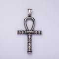 Stainless Steel 64mm Eye of Ra Engraved Egyptian Ankh Cross Pendant | P1058 - DLUXCA