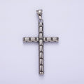 Stainless Steel 64mm Religious Latin Cross Bar Line - Textured Pendant | P - 741 - DLUXCA