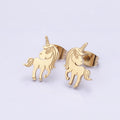 Stainless Steel 8mm Unicorn Animal Engraved Stud Earrings Set | AE729 - DLUXCA