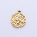 Stainless Steel Abstract Lined Evil Eye Clear CZ Round Add-On Charm in Gold & Silver | P-907 - DLUXCA