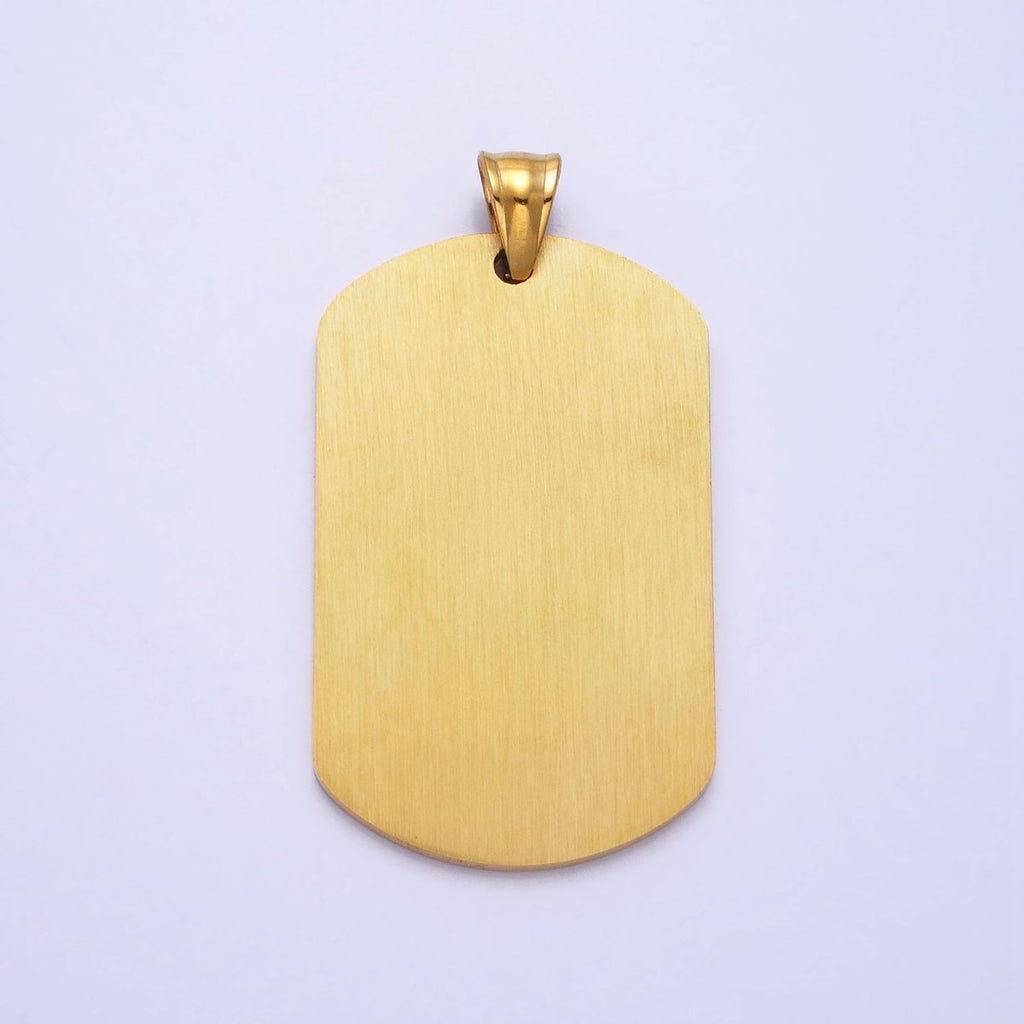 Stainless Steel American Flag Enamel Rectangular Tag Pendant in Gold & Silver | P-1106 - DLUXCA