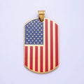 Stainless Steel American Flag Enamel Rectangular Tag Pendant in Gold & Silver | P-1106 - DLUXCA