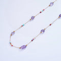 Stainless Steel Amethyst Gemstone Multicolor Rhondelle Bead Paperclip Chain by Yard | Roll-1512 - DLUXCA