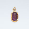 Stainless Steel Amethyst Natural Gemstone Oblong Bezel Charm | P631 - DLUXCA