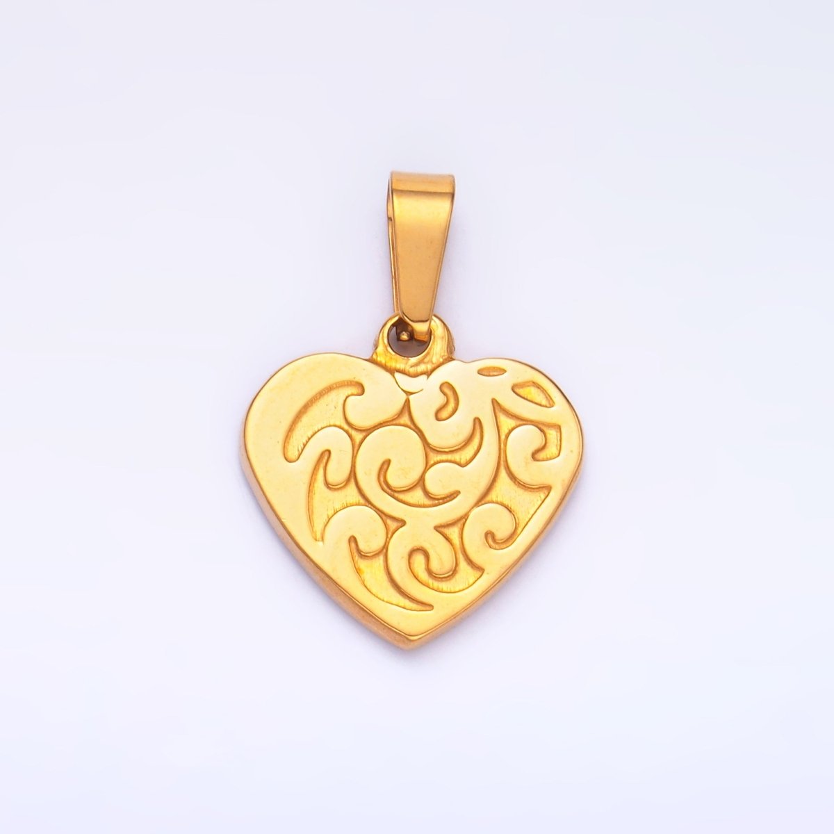 Stainless Steel Artisan Curve Heart Pendant | P1553 - DLUXCA