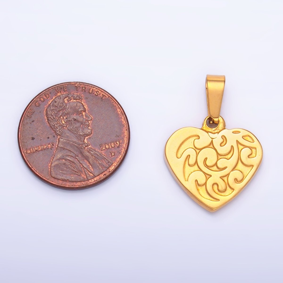 Stainless Steel Artisan Curve Heart Pendant | P1553 - DLUXCA