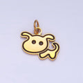 Stainless Steel Black Enamel Outline Dog Puppy Animal Charm | P1312 - DLUXCA