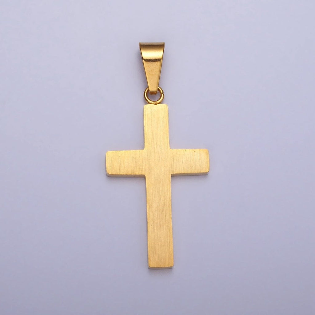 Stainless Steel Black Latin Cross Religious 44mm Pendant in Gold & Silver J-570 J-574 - DLUXCA