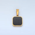 Stainless Steel Black Square Bezel Pendant | P1487 - DLUXCA
