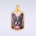 Stainless Steel Boston Terrier French Bulldog Dog Rectangular Tag Pendant | P1214 - DLUXCA