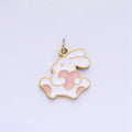 Stainless Steel Bunny Charm Enamel White Rabbit Pendant | P996 - DLUXCA