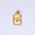 Stainless Steel Butterfly "Beauty" Script Rectangular Stamped Charm | P964 - DLUXCA