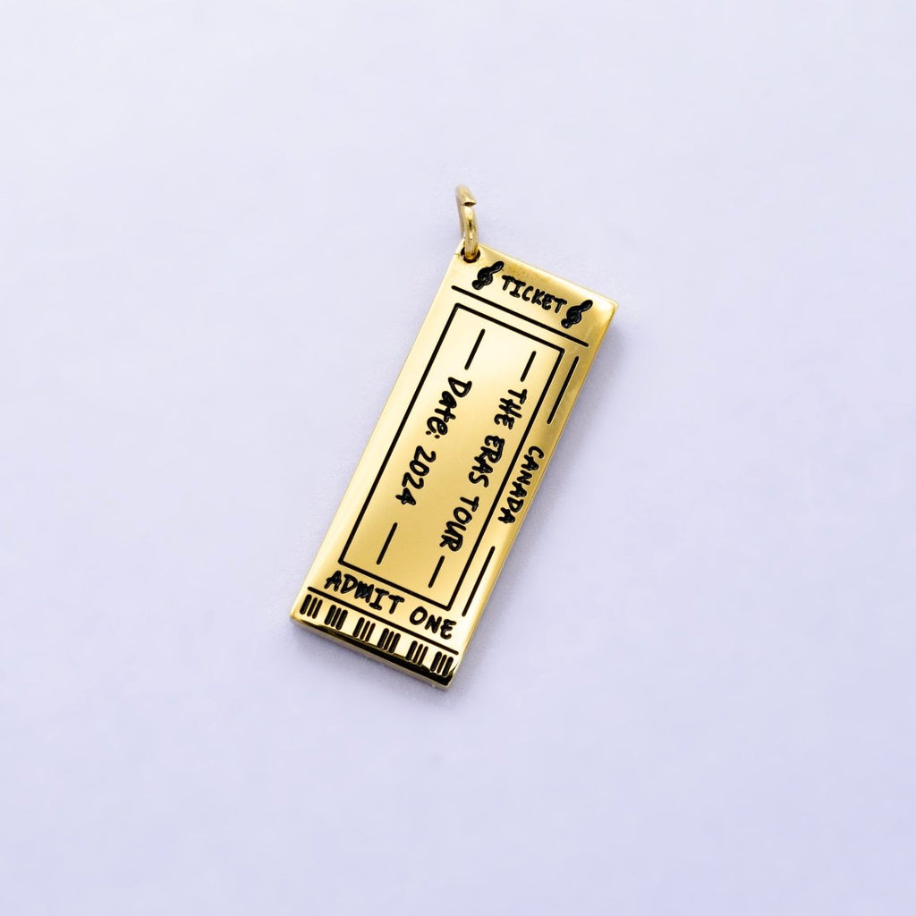 Stainless Steel Canada "ERAS" Script Engraved Concert Tour Ticket Admit Charm | P722 - DLUXCA