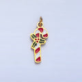 Stainless Steel Candy Cane Mistletoe Enamel Christmas Holidays Charm | P1514 - DLUXCA