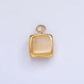 Stainless Steel Cat's Eye Gemstone Square Bezel Charm | P978 - DLUXCA