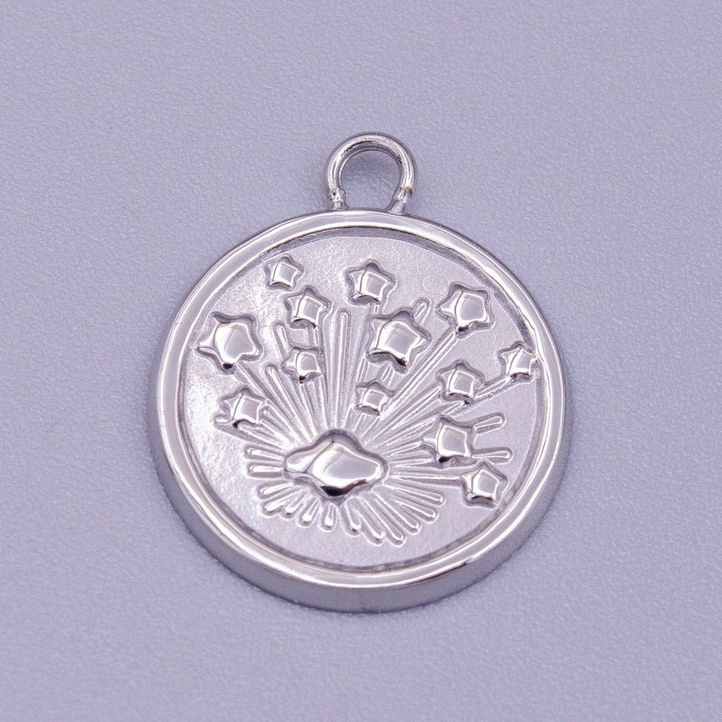 Stainless Steel Celestial Galaxy Space Stamped 13mm Round Charm in Silver & Gold | P-912 - DLUXCA