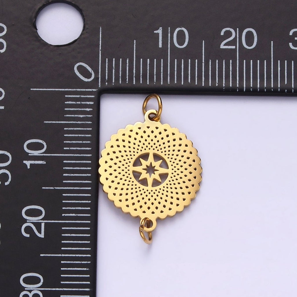 Stainless Steel Celestial North Star Artisan Open Round Connector | P1353 - DLUXCA