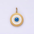 Stainless Steel Celestial Sun Evil Eye Lined Round Charm | P-653 - DLUXCA