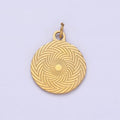 Stainless Steel Celestial Sun Ray Lined Geometric Minimalist Round Charm | P1350 - DLUXCA