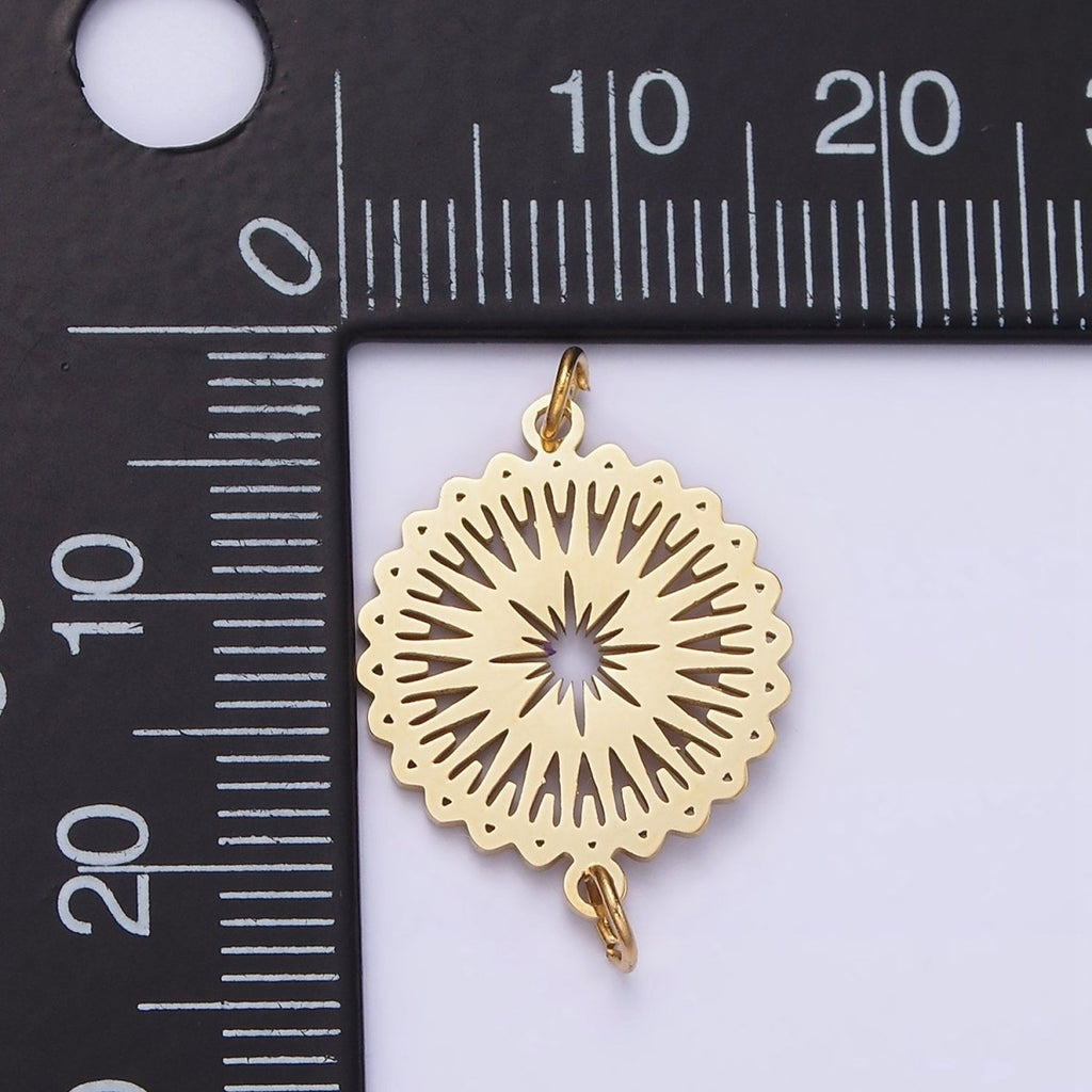 Stainless Steel Celestial Sunburst Star Artisan Minimalist Open Wavy Connector | P1354 - DLUXCA