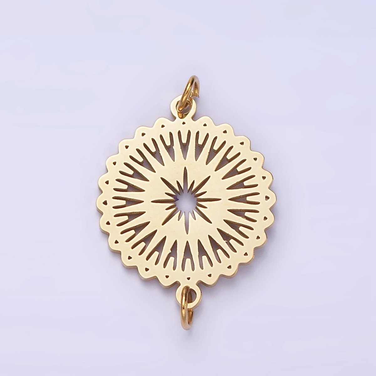 Stainless Steel Celestial Sunburst Star Artisan Minimalist Open Wavy Connector | P1354 - DLUXCA