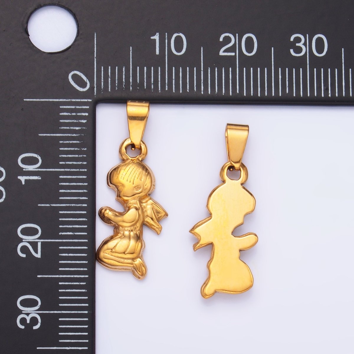 Stainless Steel Cherub Praying Angel Little Boy Pendant | P1550 - DLUXCA