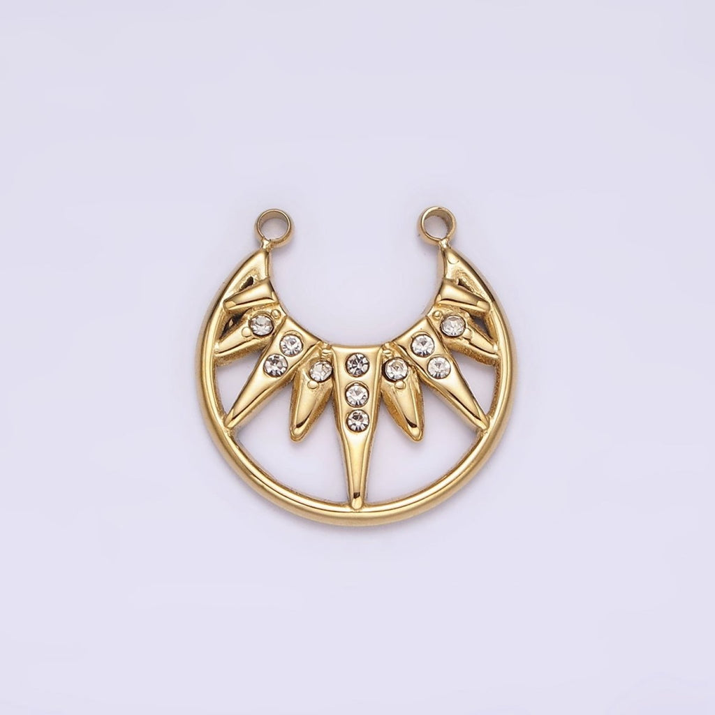 Stainless Steel Clear CZ Celestial Sunburst Ray Open Connector in Gold & Silver | P1340 P1341 - DLUXCA
