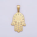 Stainless Steel Clear CZ Lined Hamsa Hand Pendant in Gold & Silver | P-728 P-729 - DLUXCA