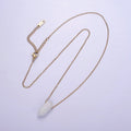 Stainless Steel Clear Quartz Gemstone 17" Cable Chain Necklace w. 2 Inch Extender | WA - 2544 - DLUXCA