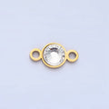 Stainless Steel Clear Round CZ Charm Connector | F - 427 - DLUXCA